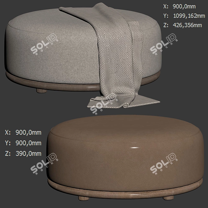 Luxurious Cask Pouf by Expormim 3D model image 4