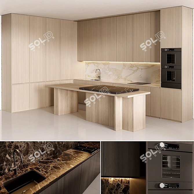 Sleek Modern Kitchen Design 3D model image 1