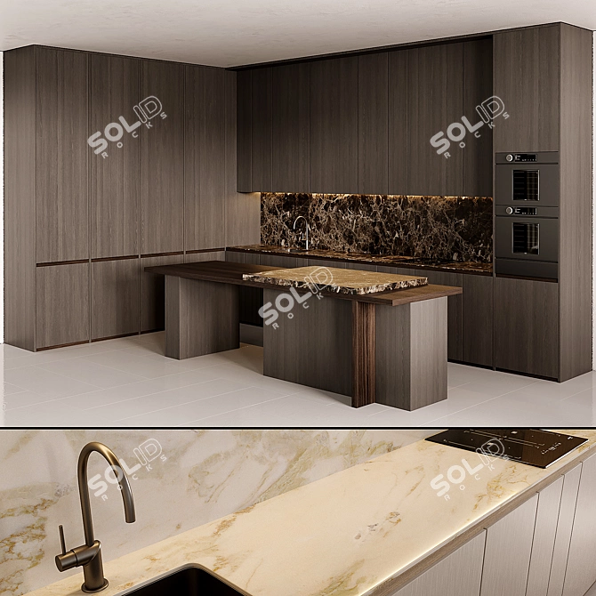 Sleek Modern Kitchen Design 3D model image 2