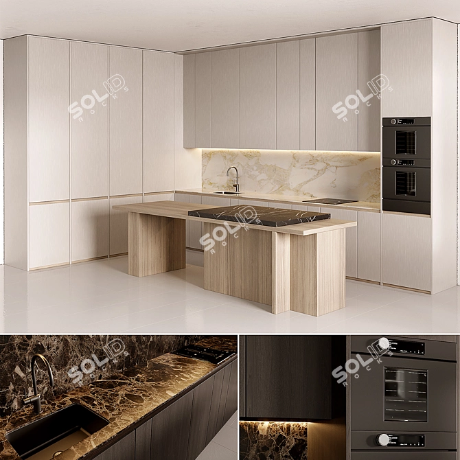 Sleek Modern Kitchen Design 3D model image 3