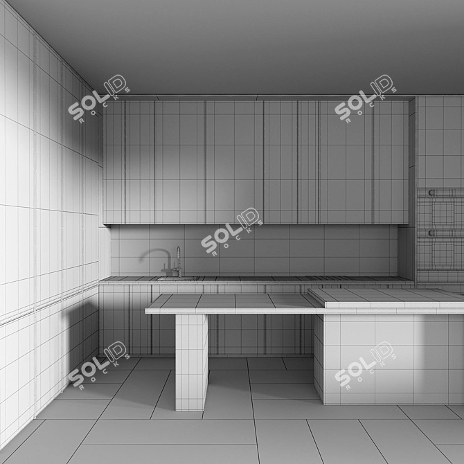 Sleek Modern Kitchen Design 3D model image 7