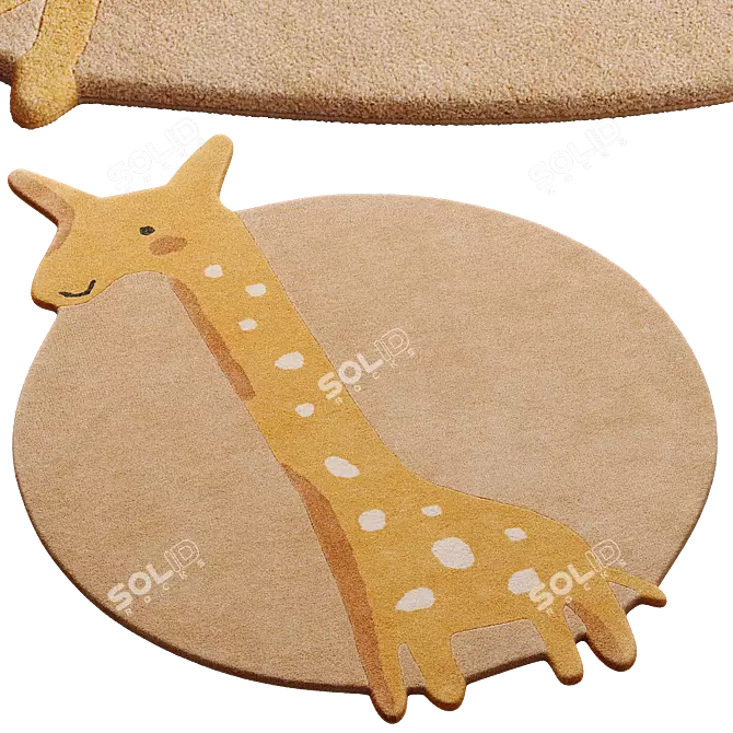 Savannah Giraffe Kids Rug 3D model image 1