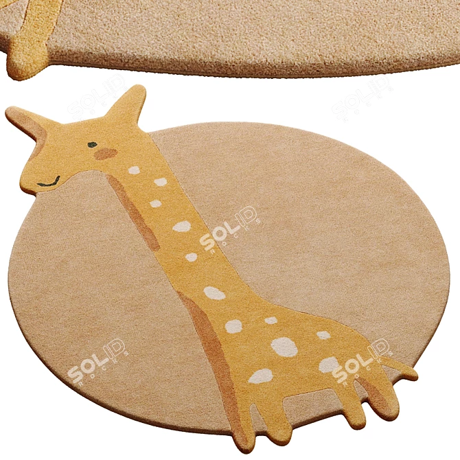 Savannah Giraffe Kids Rug 3D model image 2