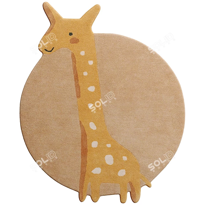 Savannah Giraffe Kids Rug 3D model image 3