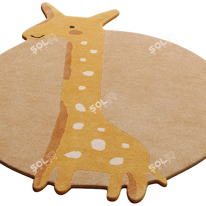 Savannah Giraffe Kids Rug 3D model image 4