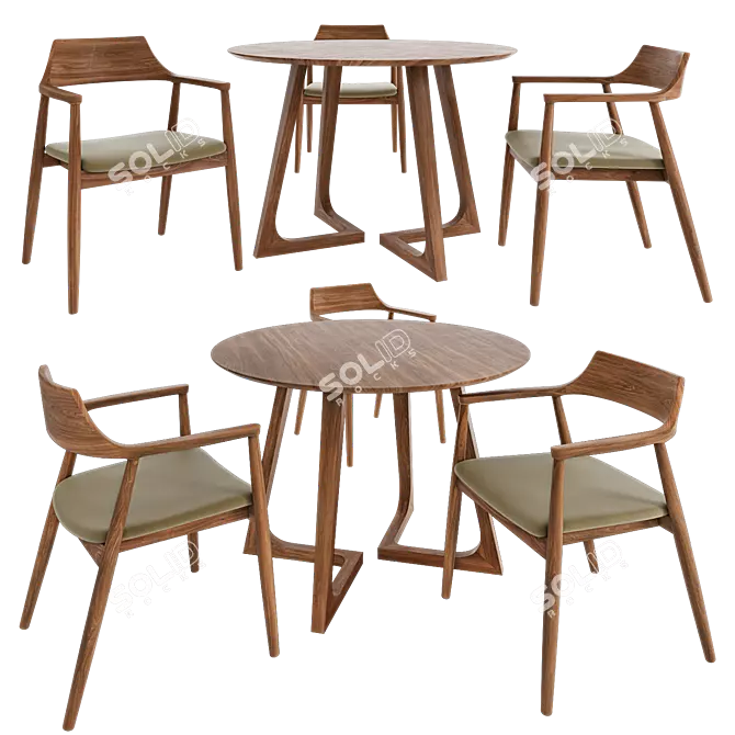 Nordic Style Dining Set Render 3D model image 1