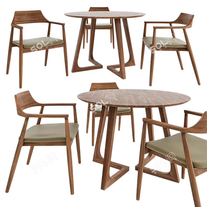 Nordic Style Dining Set Render 3D model image 2