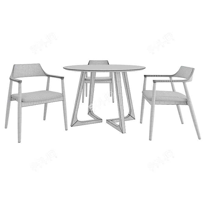 Nordic Style Dining Set Render 3D model image 3