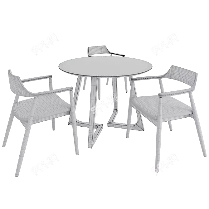 Nordic Style Dining Set Render 3D model image 4