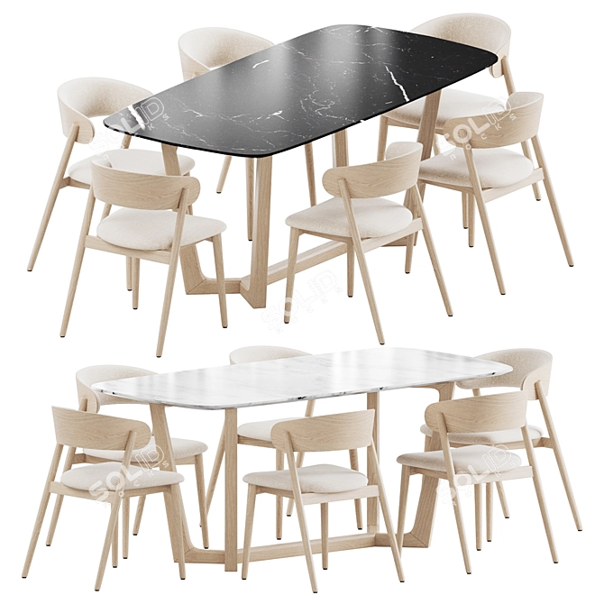 Sophisticated Palais Dining Set 3D model image 1