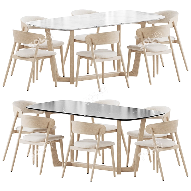 Sophisticated Palais Dining Set 3D model image 2