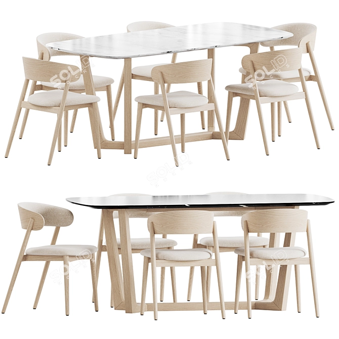 Sophisticated Palais Dining Set 3D model image 3