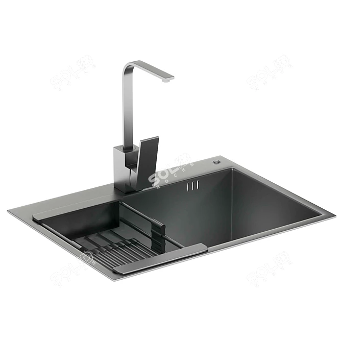 Sleek Stainless Steel Kitchen Sink 3D model image 3