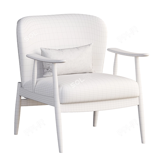 Modern Troubadour Wood Frame Chair 3D model image 2