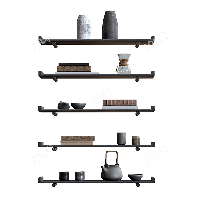 Tea Set Display Shelves 3D model image 1