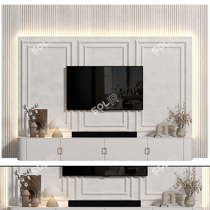 Modern 4K TV Wall Design 3D model image 1