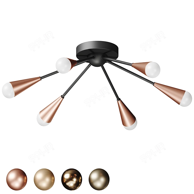 Modern Satellite-inspired Flush Mount 3D model image 1