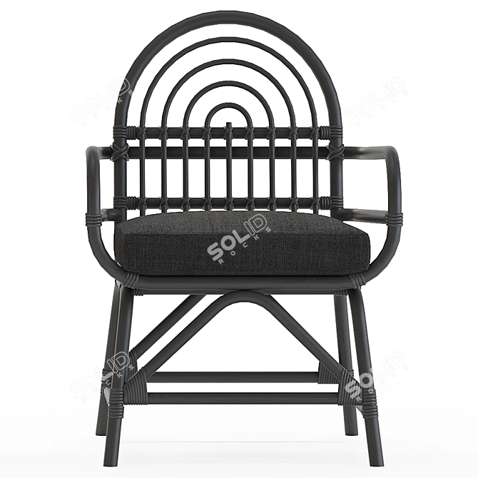  Luxe Azure Rattan Armchair 3D model image 3