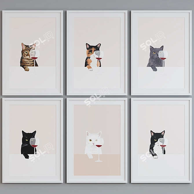 Cat Portrait Picture Frame Set 3D model image 2