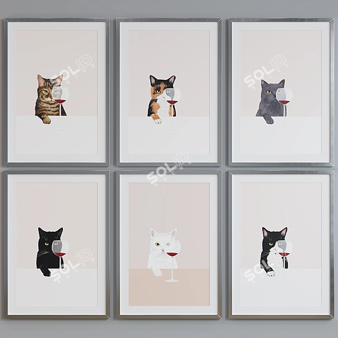 Cat Portrait Picture Frame Set 3D model image 5