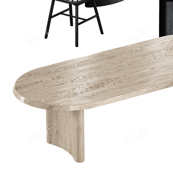 Luxury Ash Wood Dining Set 3D model image 4