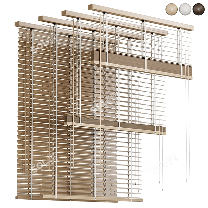 Foldable Wooden Blinds 2015 3D model image 1