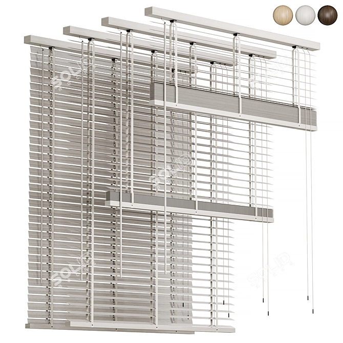 Foldable Wooden Blinds 2015 3D model image 2