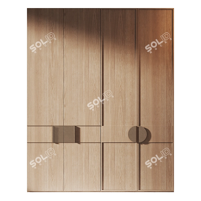 High-Res Oak Furniture Set 3D model image 3