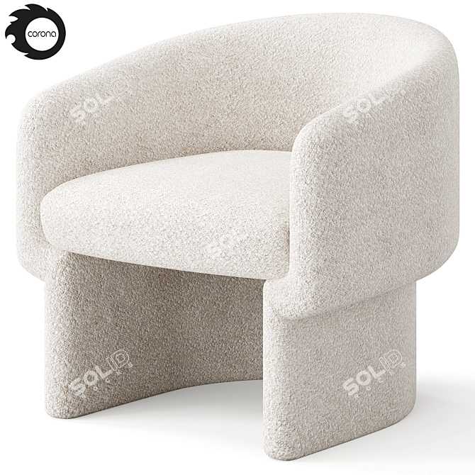 Swivel Velvet Barrel Chair 3D model image 2