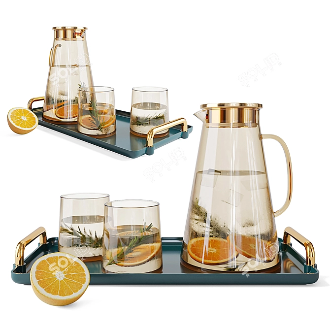 Glass Decanter Set with 3D Files 3D model image 1