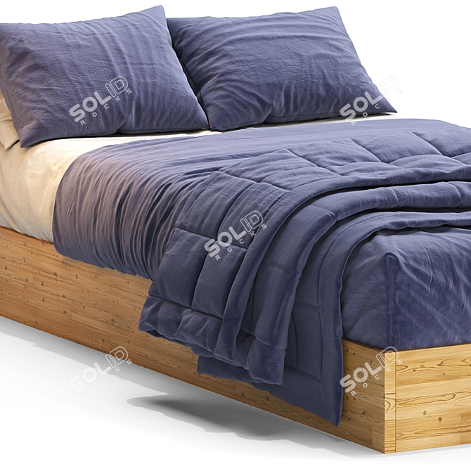 Nordic Style Wood Platform Bed 3D model image 3