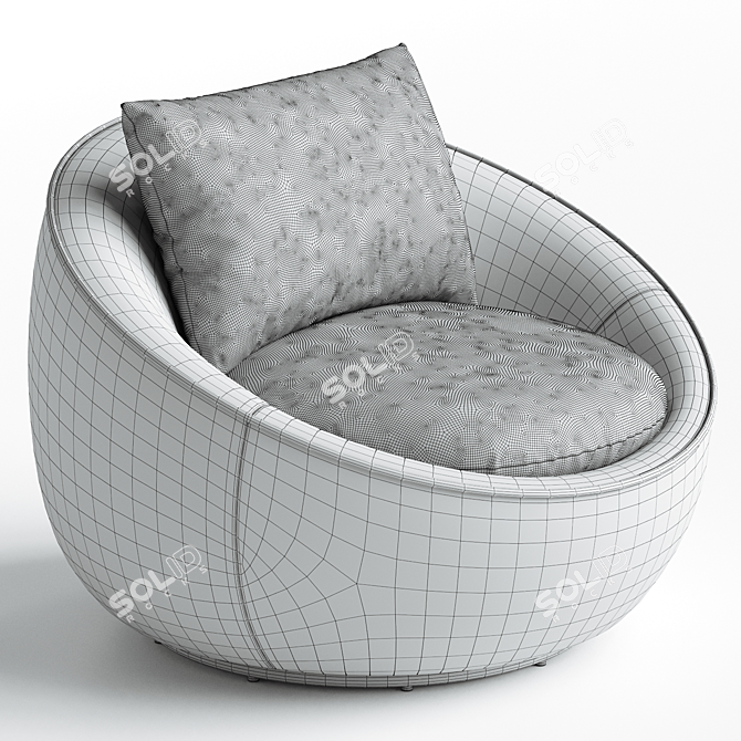 Sleek Bloom Club Armchair 3D model image 4