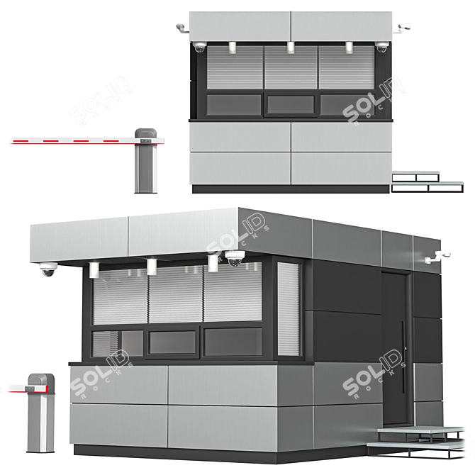 Premium Security Post Module M01 3D model image 1