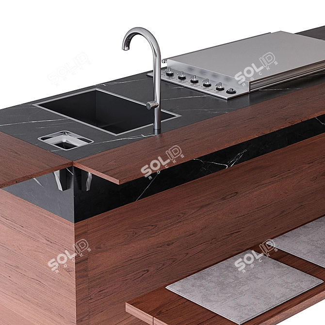 Outdoor BBQ Kitchen Set Elegance 3D model image 3