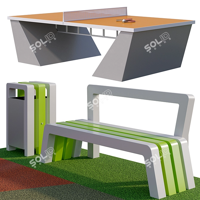 Modern Table Tennis Game Platform 3D model image 2