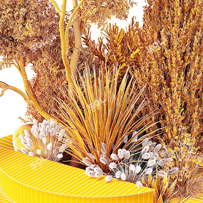  HQ Green Plant Bench Set 3D model image 4