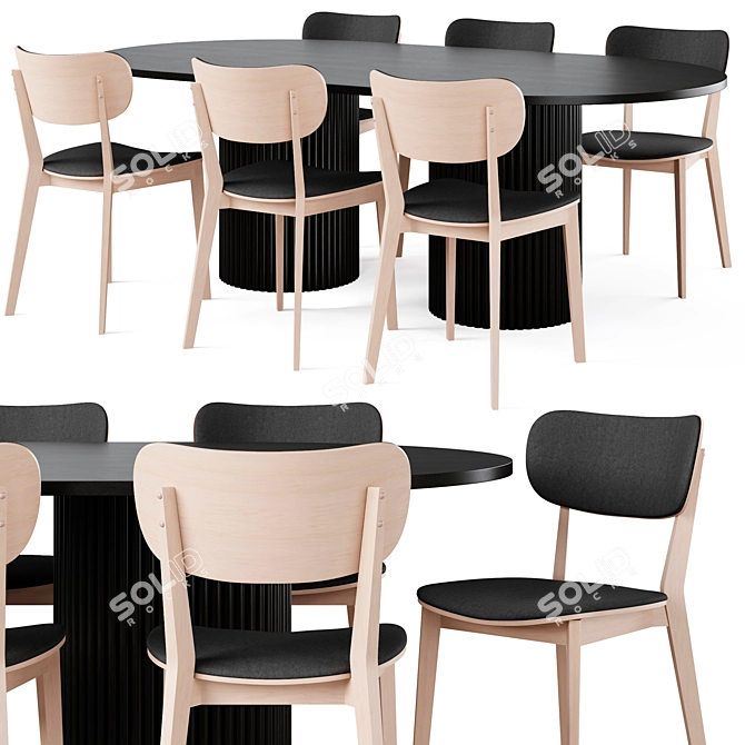 Edinburgh Dining Table with Kato Chair 3D model image 8