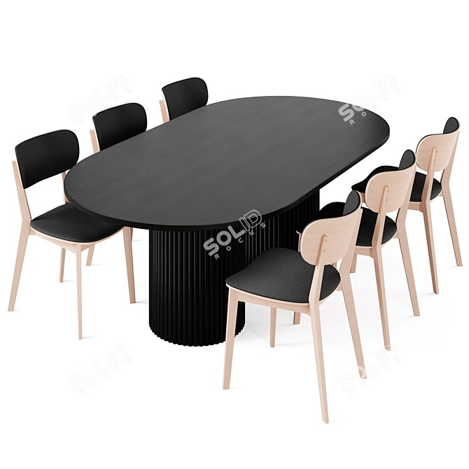 Edinburgh Dining Table with Kato Chair 3D model image 1