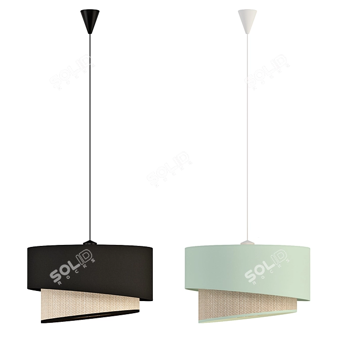 Raffia Cylinder Pendant Light 3D model image 4