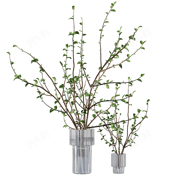 Elegant Floral Branch Bouquet Display 3D model image 1