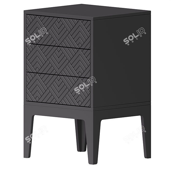 Three-Drawer Nightstand Flow 3D model image 1