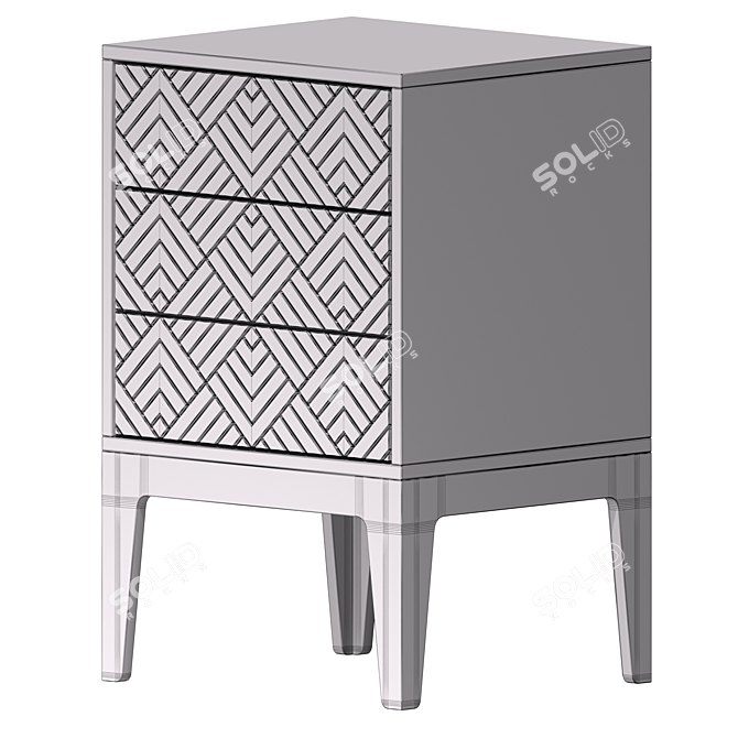 Three-Drawer Nightstand Flow 3D model image 2