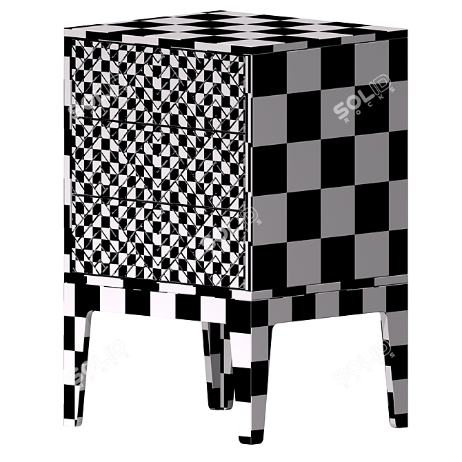 Three-Drawer Nightstand Flow 3D model image 3