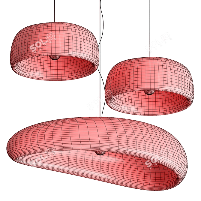 Minimalist Japanese pendant lamp 3D model image 4