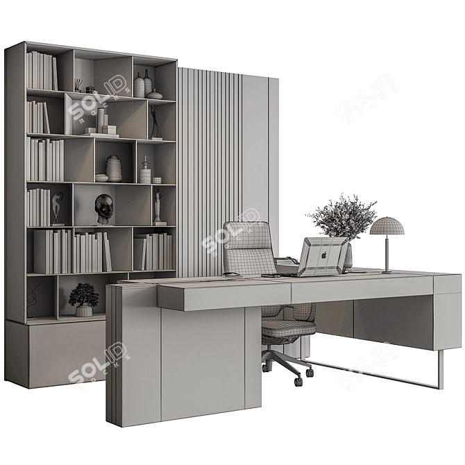 Executive Boss Desk 524 3D model image 5