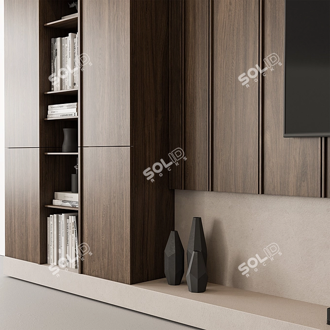 Modern Wood TV Wall Unit 3D model image 3