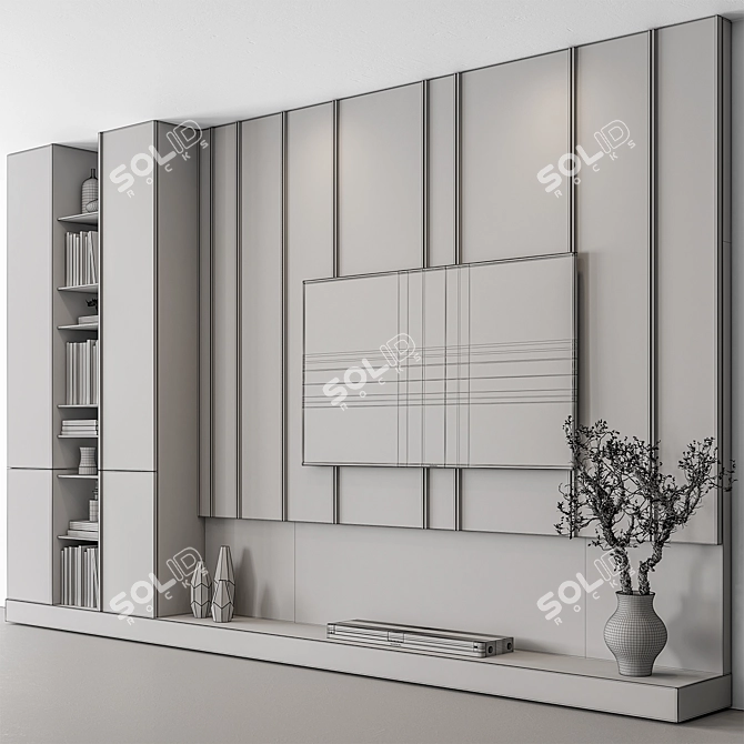 Modern Wood TV Wall Unit 3D model image 5