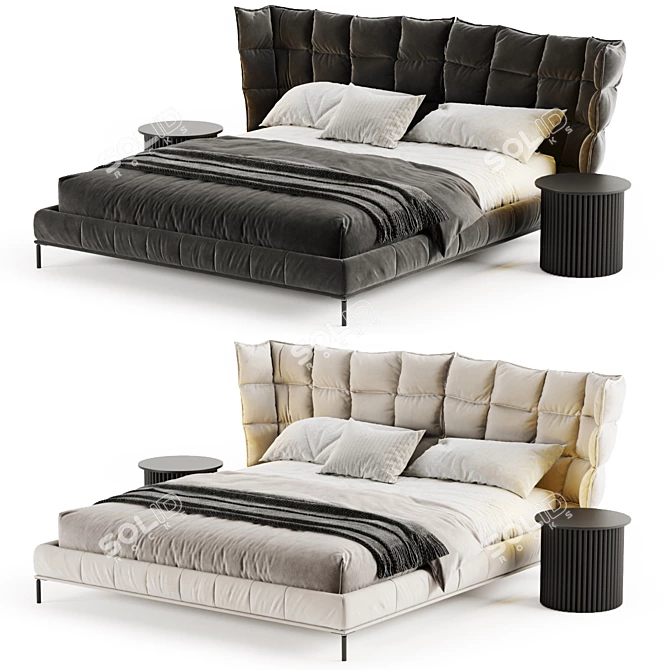 Modern Italian Designer Bed HUSK 3D model image 3