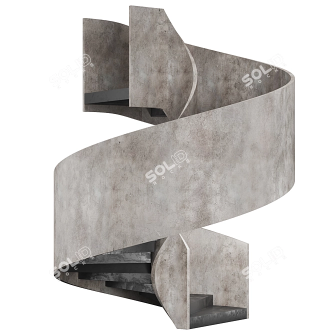 Modern Concrete Spiral Staircase 3D model image 2