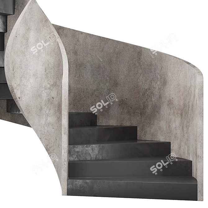 Modern Concrete Spiral Staircase 3D model image 4